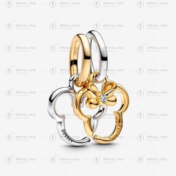 Pandora Disney Mickey Mouse & Minnie Mouse Splittable Dangle Charm - Picture 1 of 2
